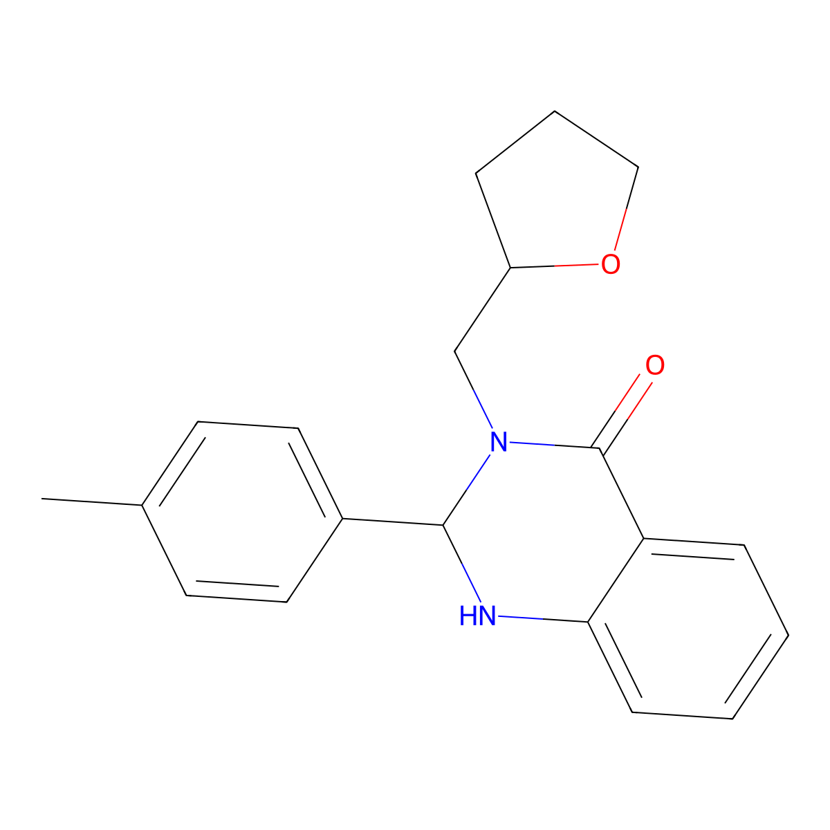 2-(4-methylphenyl)-3-(tetrahydrofuran-2-ylmethyl)-2,3-dihydroquinazolin-4(1H)-one molecular structure, CAS 1007785-52-5