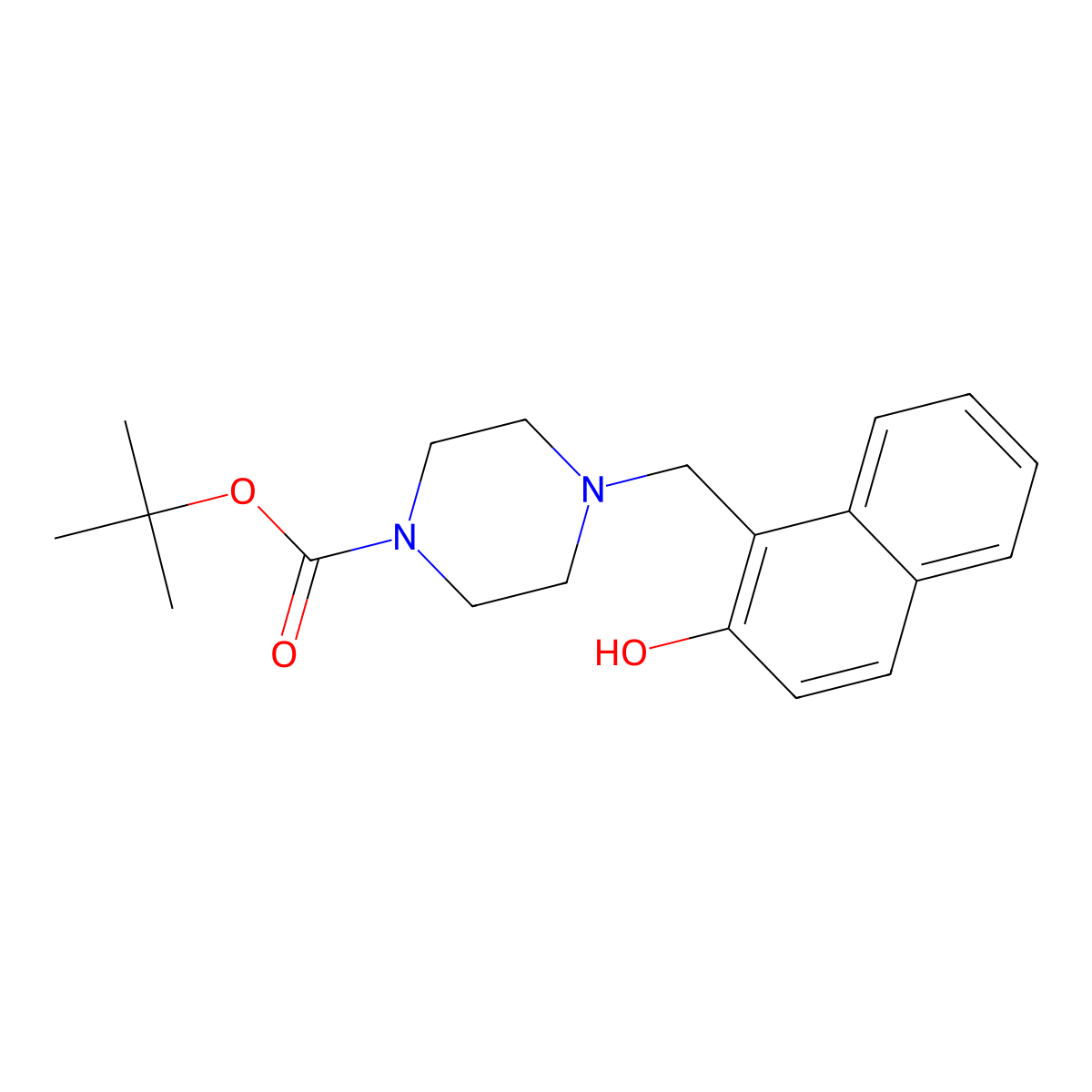 Tert-butyl 4-((2-hydroxynaphthalen-1-yl)methyl)piperazine-1-carboxylate molecular structure, CAS 1007786-45-9
