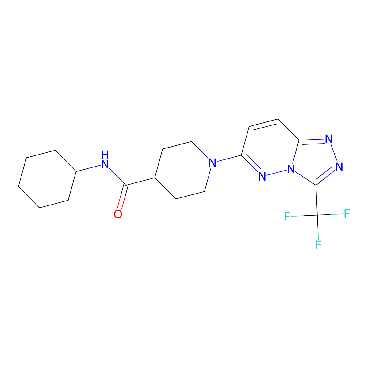 N-cyclohexyl-1-[3-(trifluoromethyl)[1,2,4]triazolo[4,3-b]pyridazin-6-yl]piperidine-4-carboxamide molecular structure, CAS 1007791-86-7