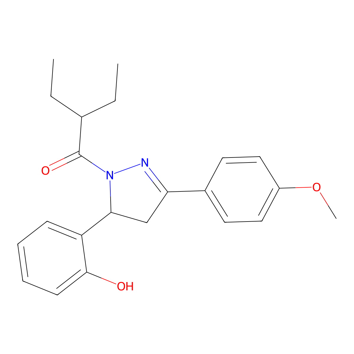 2-ethyl-1-[5-(2-hydroxyphenyl)-3-(4-methoxyphenyl)-4,5-dihydro-1H-pyrazol-1-yl]butan-1-one molecular structure, CAS 1007794-21-9