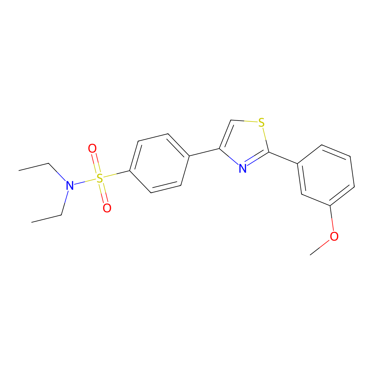 N,N-diethyl-4-[2-(3-methoxyphenyl)-1,3-thiazol-4-yl]benzene-1-sulfonamide molecular structure, CAS 1007796-50-0