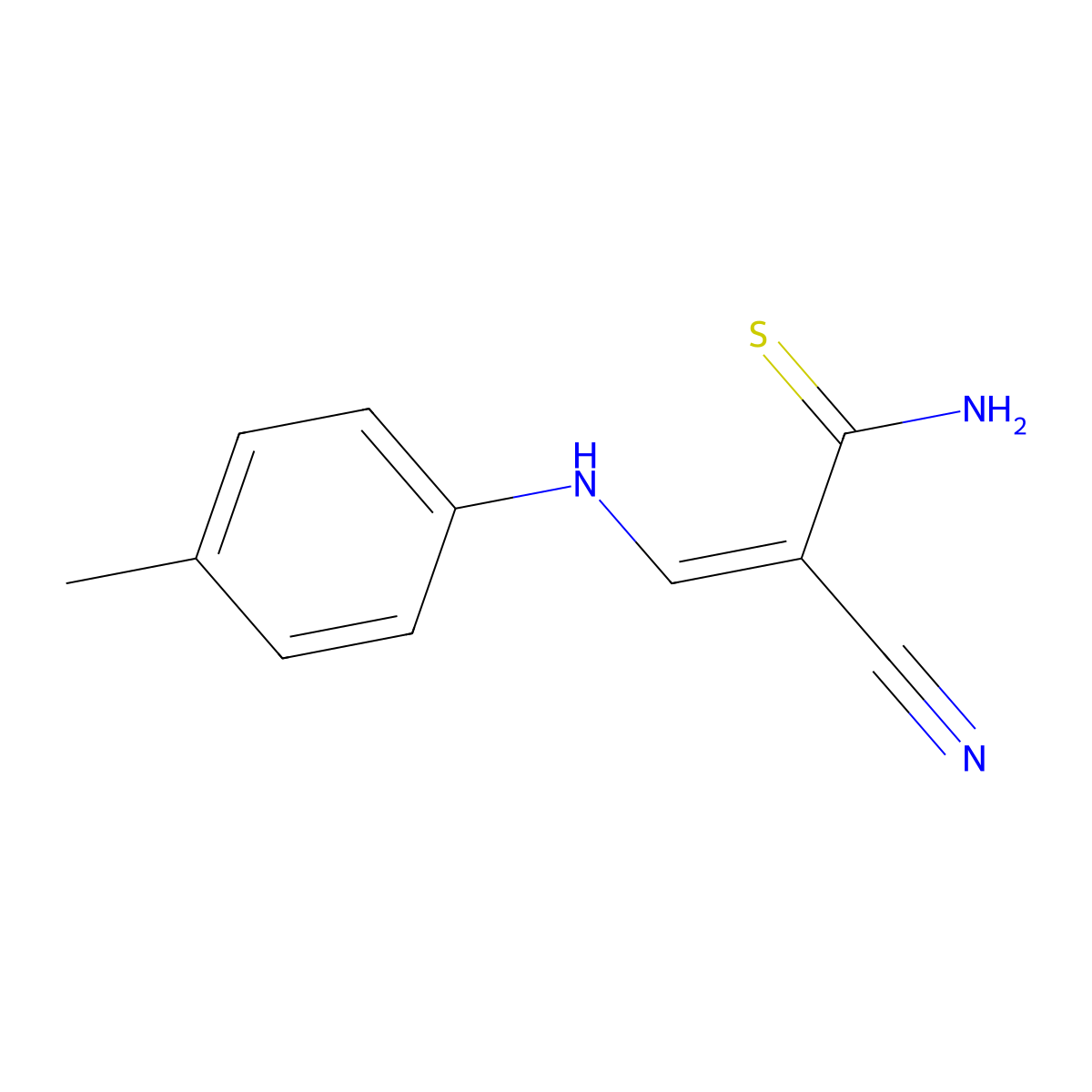 2-Propenethioamide, 2-cyano-3-[(4-methylphenyl)amino]- molecular structure, CAS 100781-95-1
