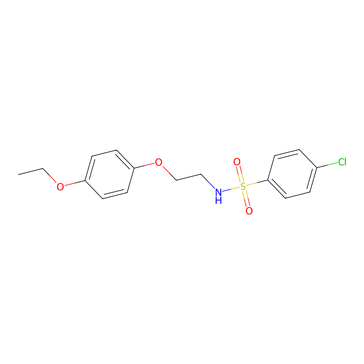 4-chloro-N-[2-(4-ethoxyphenoxy)ethyl]benzene-1-sulfonamide molecular structure, CAS 1007818-04-3