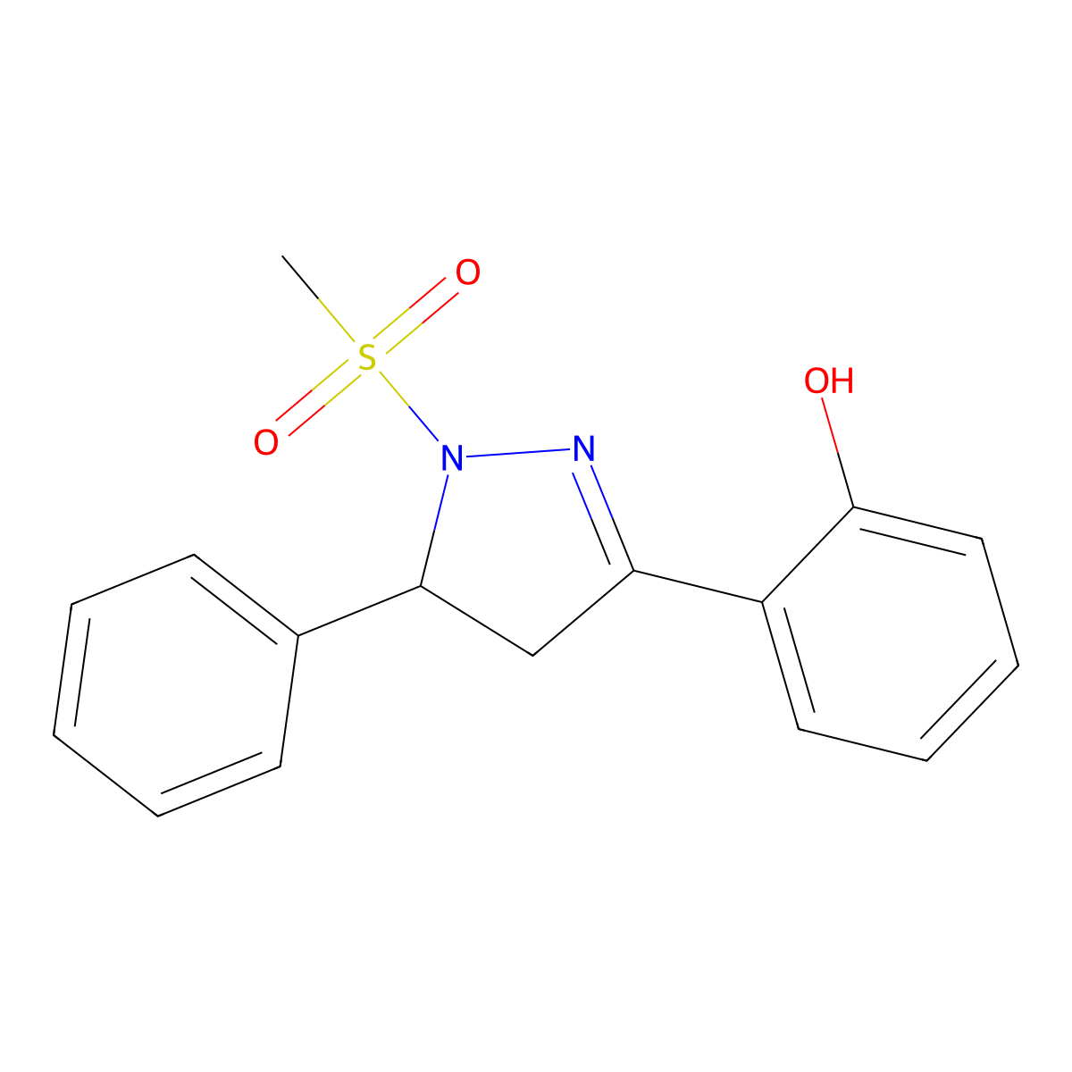 2-(1-(methylsulfonyl)-5-phenyl-4,5-dihydro-1H-pyrazol-3-yl)phenol molecular structure, CAS 1007820-41-8