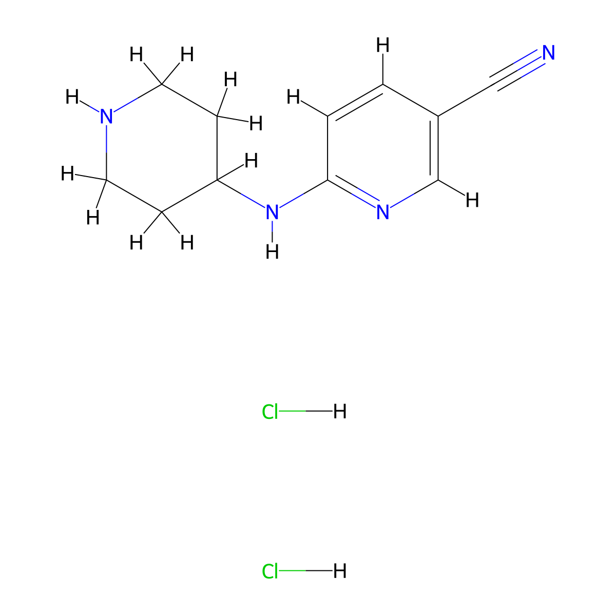 6-[(Piperidin-4-yl)amino]pyridine-3-carbonitrile dihydrochloride molecular structure, CAS 1007838-33-6