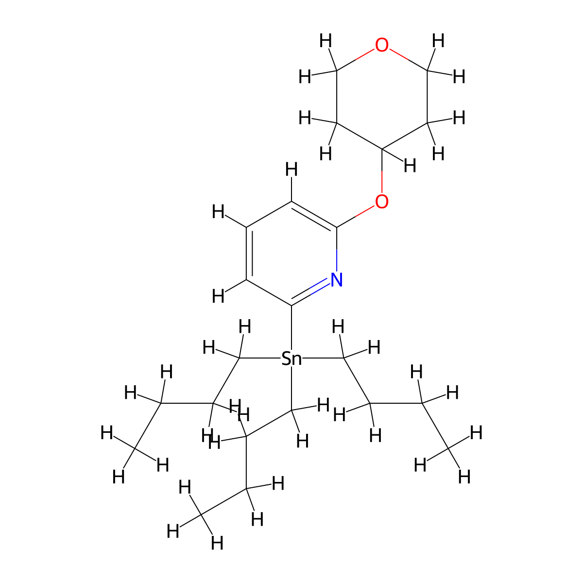 Tributyl[6-(tetrahydropyran-4-yloxy)pyrid-2-yl]stannane molecular structure, CAS 1007847-70-2