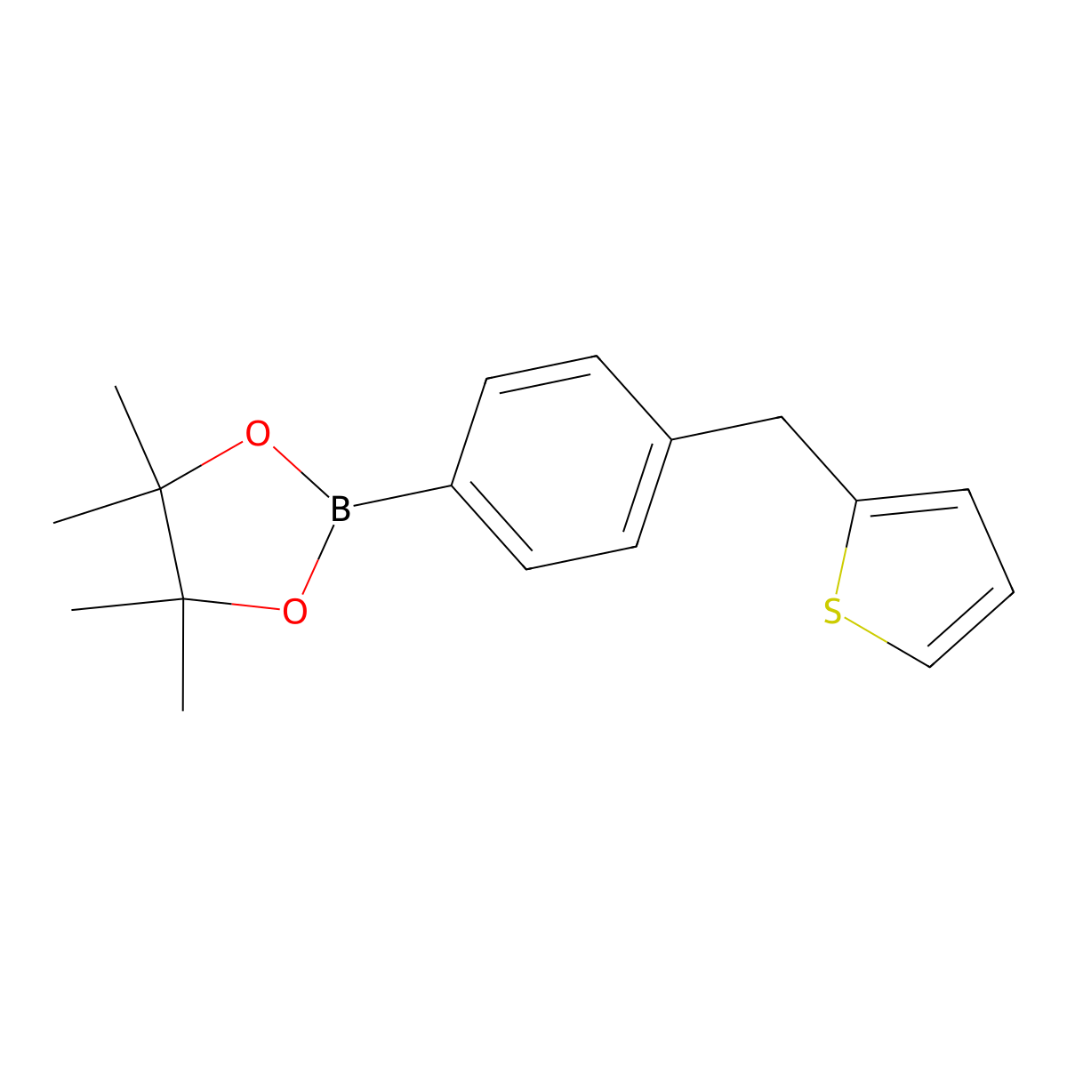 4,4,5,5-Tetramethyl-2-[4-(thien-2-ylmethyl)phenyl]-1,3,2-dioxaborolane molecular structure, CAS 1007847-76-8