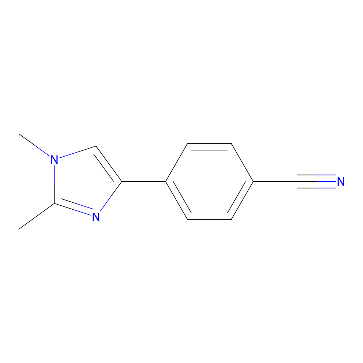 4-(1,2-Dimethyl-1H-imidazol-4-yl)benzonitrile molecular structure, CAS 1007870-12-3
