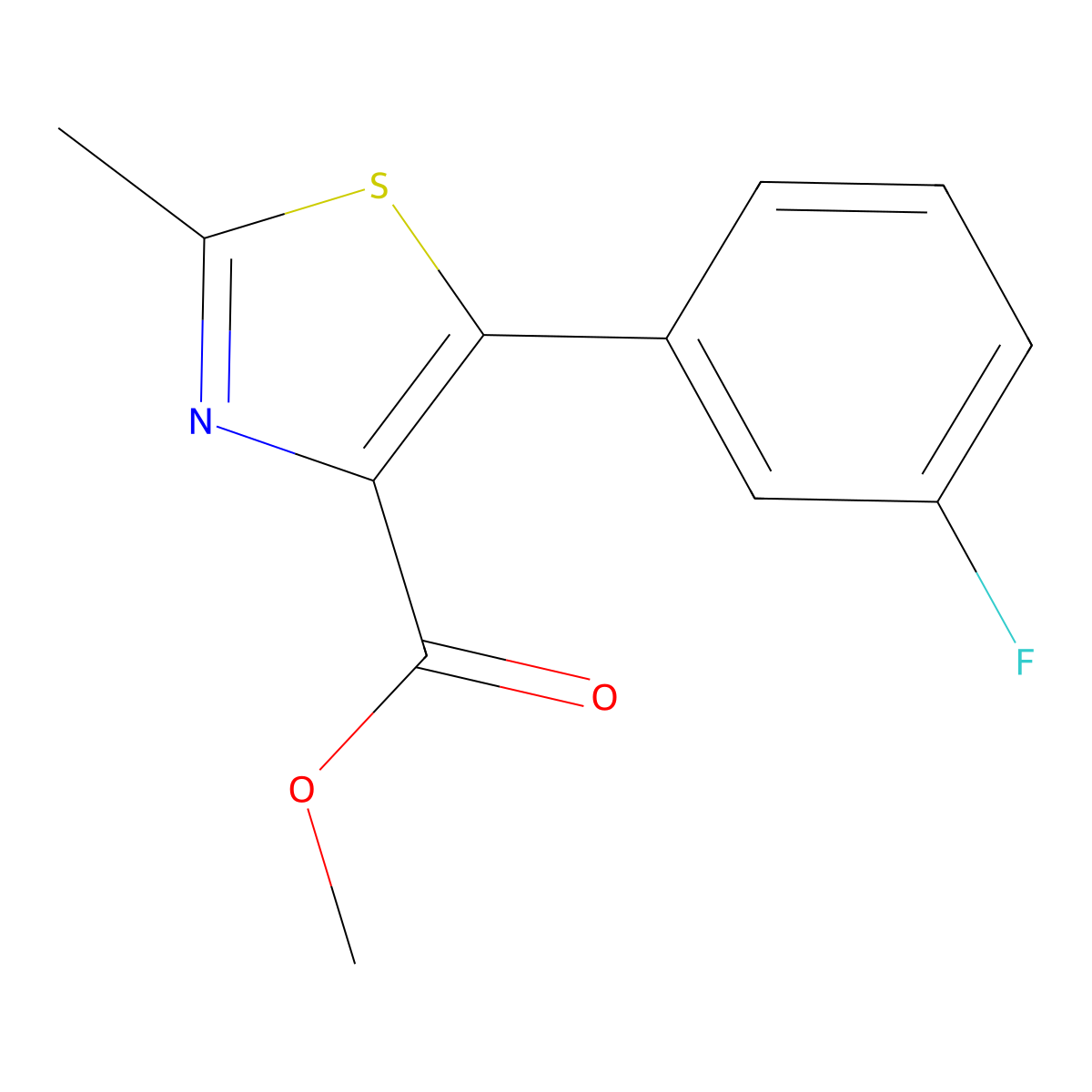 5-(3-Fluoro-phenyl)-2-methyl-thiazole-4-carboxylic acid methyl ester molecular structure, CAS 1007874-04-5