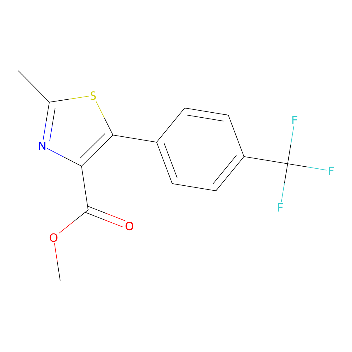 2-Methyl-5-(4-trifluoromethyl-phenyl)-thiazole-4-carboxylic acid methyl ester molecular structure, CAS 1007874-08-9