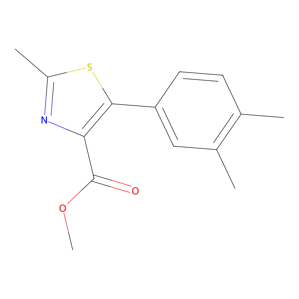 2-Methyl-5-(3,4-dimethyl-phenyl)-thiazole-4-carboxylic acid methyl ester molecular structure, CAS 1007874-23-8
