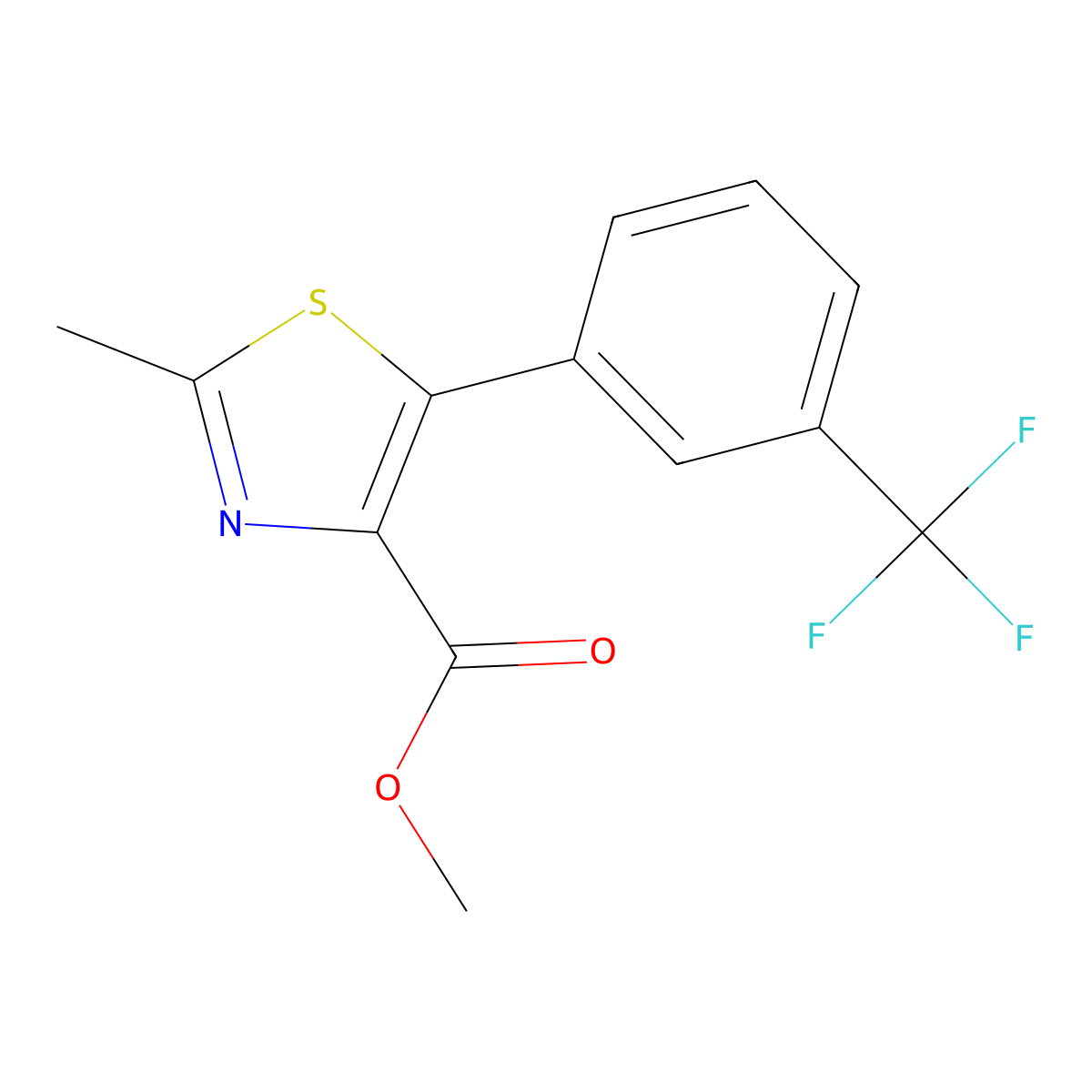 2-Methyl-5-(3-trifluoromethyl-phenyl)-thiazole-4-carboxylic acid methyl ester molecular structure, CAS 1007874-42-1
