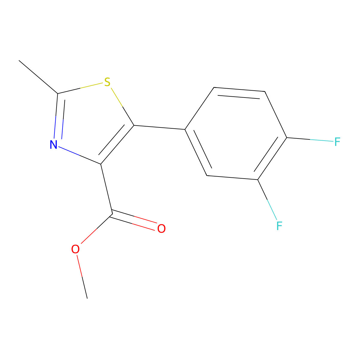 2-Methyl-5-(3,4-difluoro-phenyl)-thiazole-4-carboxylic acid methyl ester molecular structure, CAS 1007875-12-8