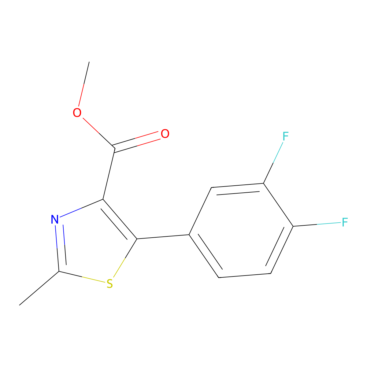2-Methyl-5-(3,4-difluoro-phenyl)-thiazole-4-carboxylic acid methyl ester molecular structure, CAS 1007875-12-8
