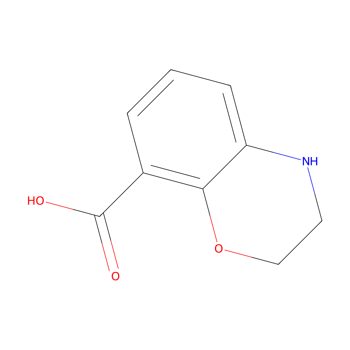 3,4-dihydro-2H-1,4-benzoxazine-8-carboxylic acid molecular structure, CAS 1007875-95-7