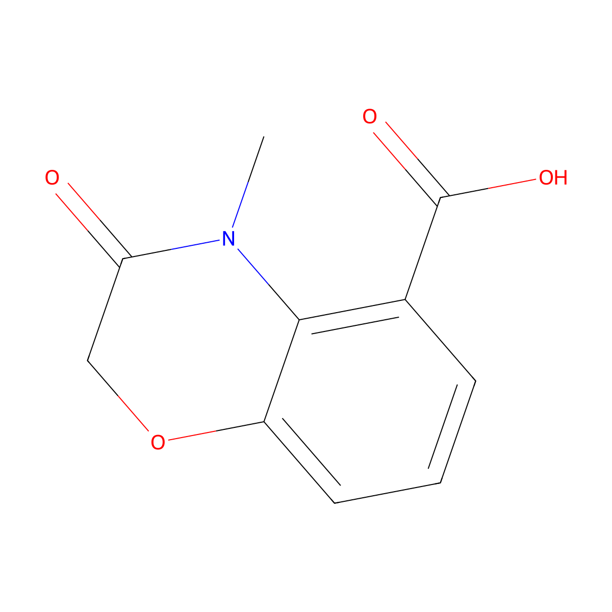 3,4-Dihydro-4-methyl-3-oxo-2H-1,4-benzoxazine-5-carboxylic acid molecular structure, CAS 1007876-02-9