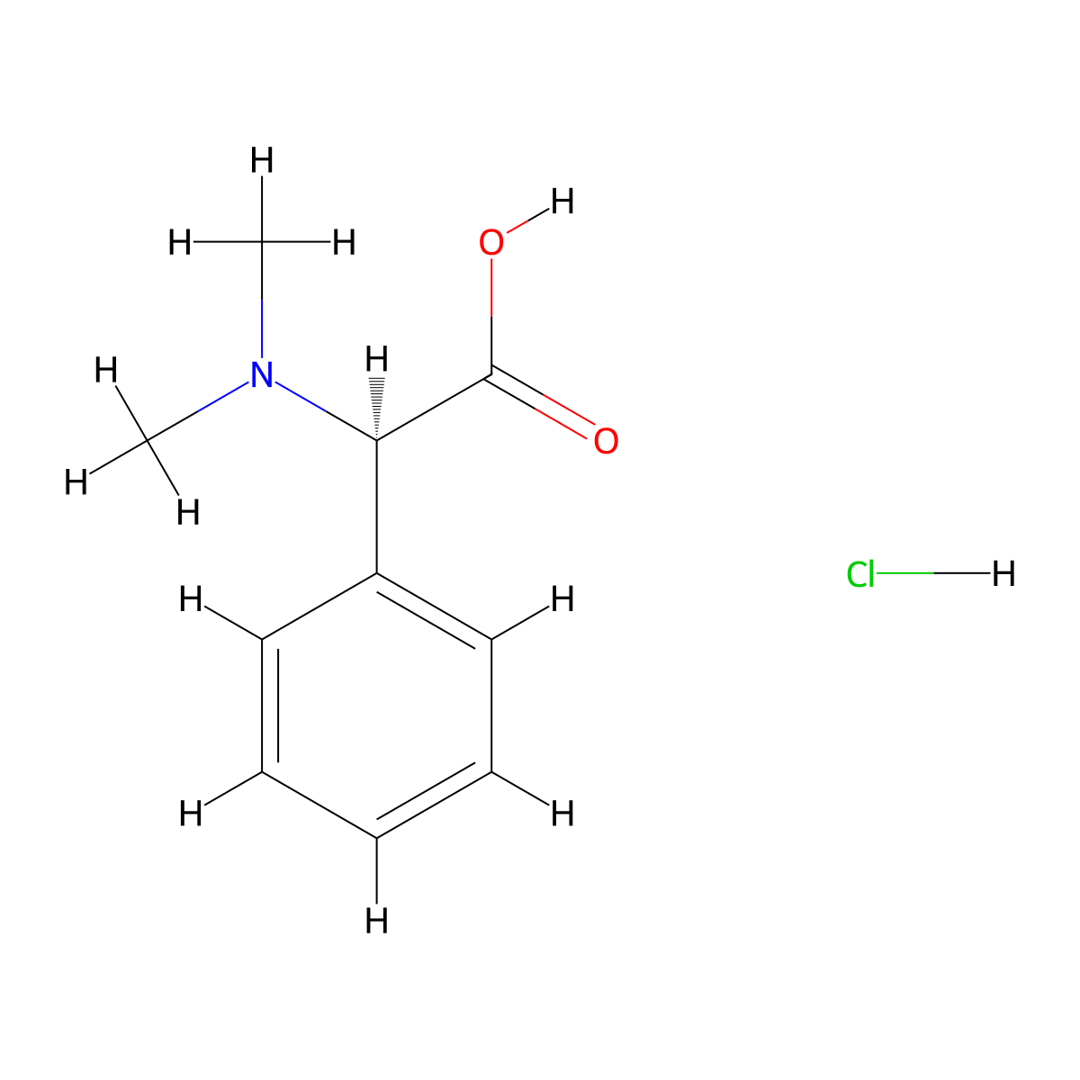(2R)-2-(dimethylamino)-2-phenylacetic acid hydrochloride molecular structure, CAS 1007877-71-5