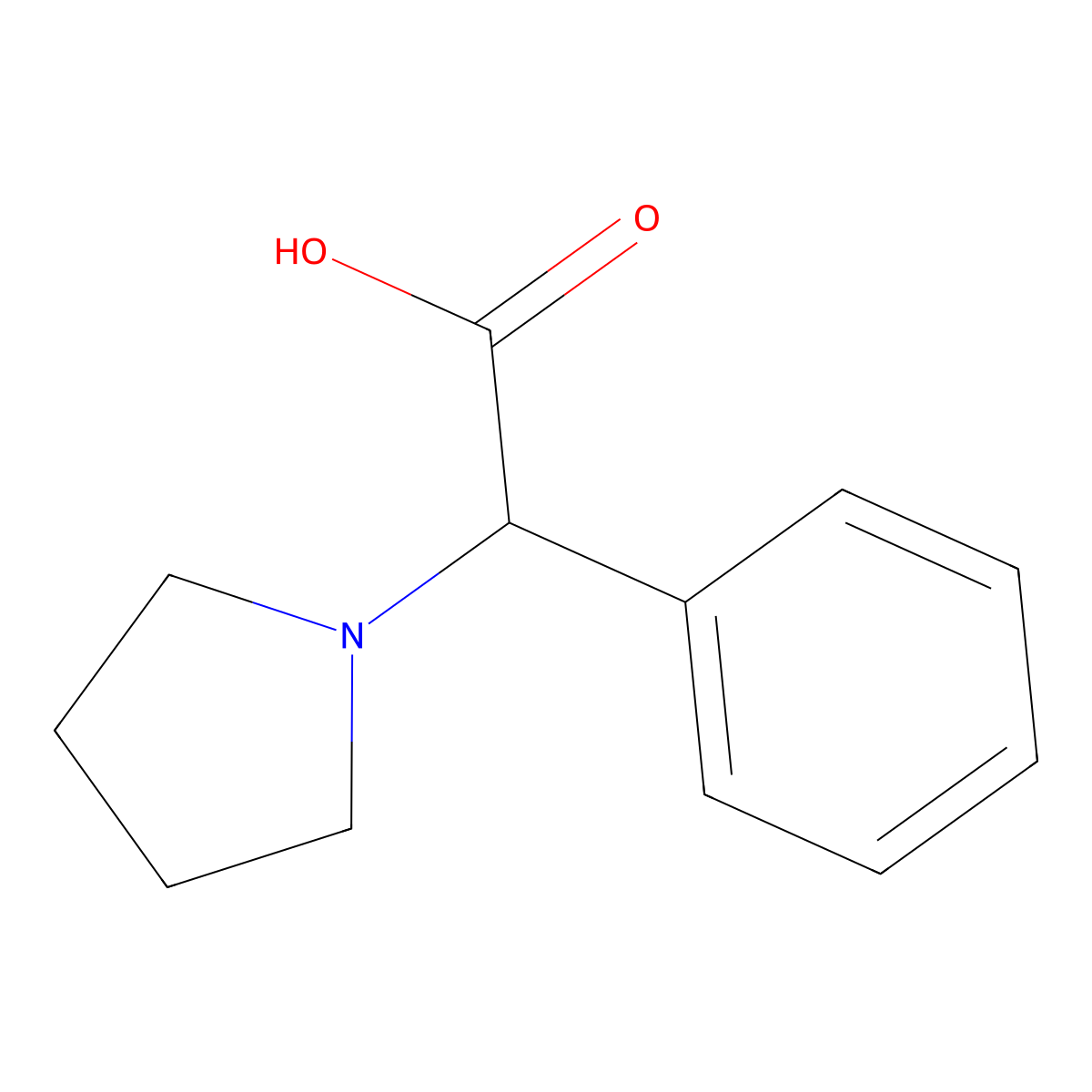 (R)-2-phenyl-2-(pyrrolidin-1-yl)acetic acid molecular structure, CAS 1007877-78-2