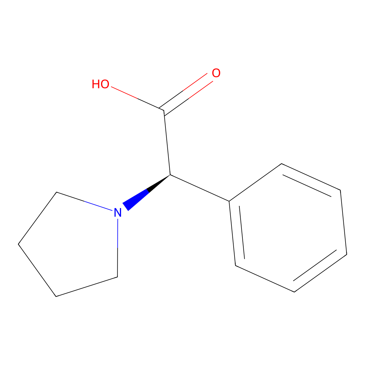 (R)-2-phenyl-2-(pyrrolidin-1-yl)acetic acid molecular structure, CAS 1007877-78-2