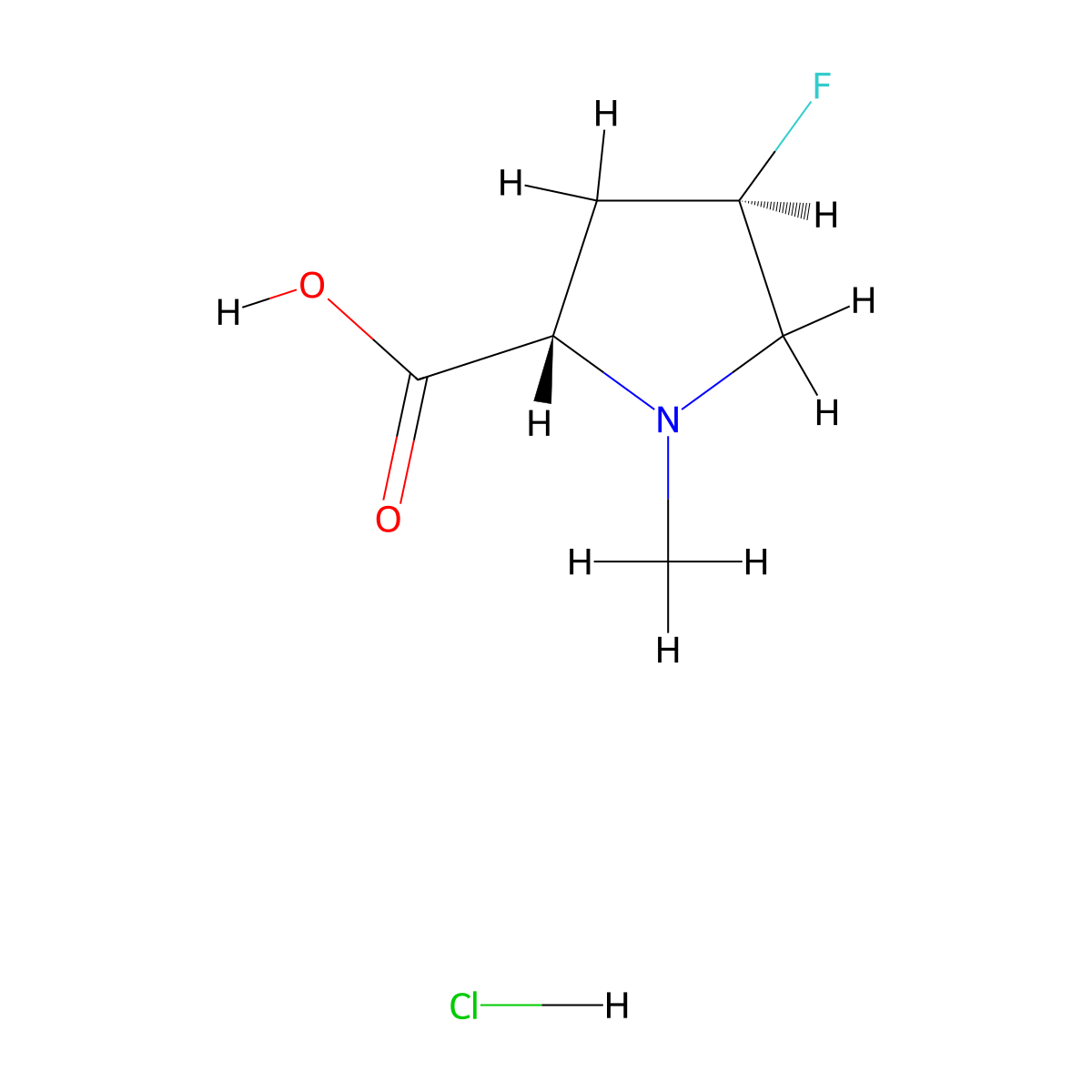 (2S,4R)-4-fluoro-1-methylpyrrolidine-2-carboxylic acid hydrochloride molecular structure, CAS 1007878-14-9