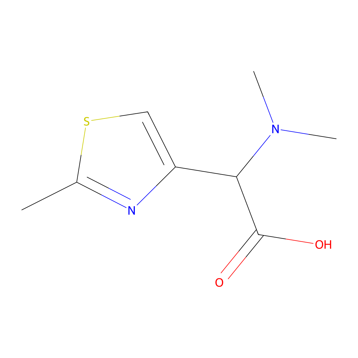 2-(Dimethylamino)-2-(2-methylthiazol-4-yl)acetic acid molecular structure, CAS 1007878-95-6