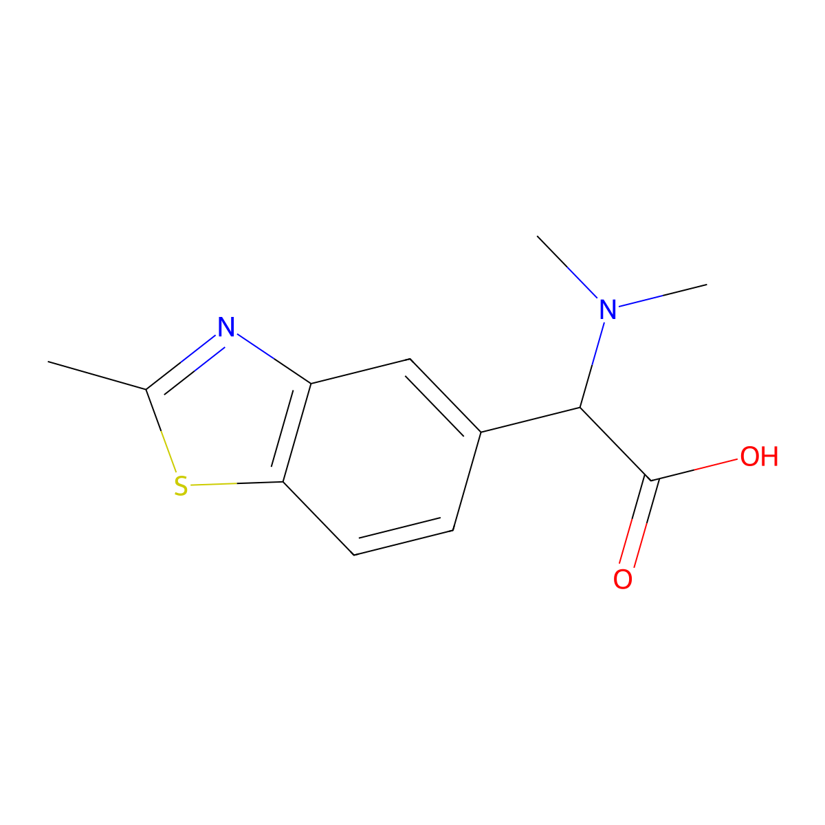 2-(Dimethylamino)-2-(2-methylbenzo[d]thiazol-5-yl)acetic acid molecular structure, CAS 1007879-06-2