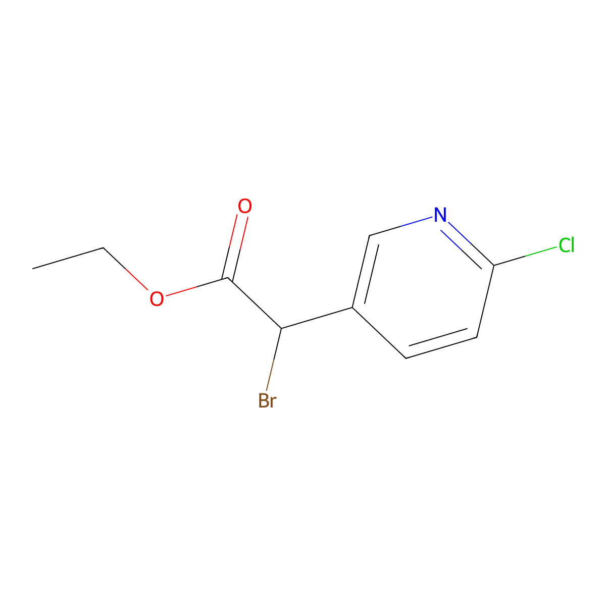 Ethyl 2-bromo-2-(6-chloropyridin-3-yl)acetate molecular structure, CAS 1007879-26-6
