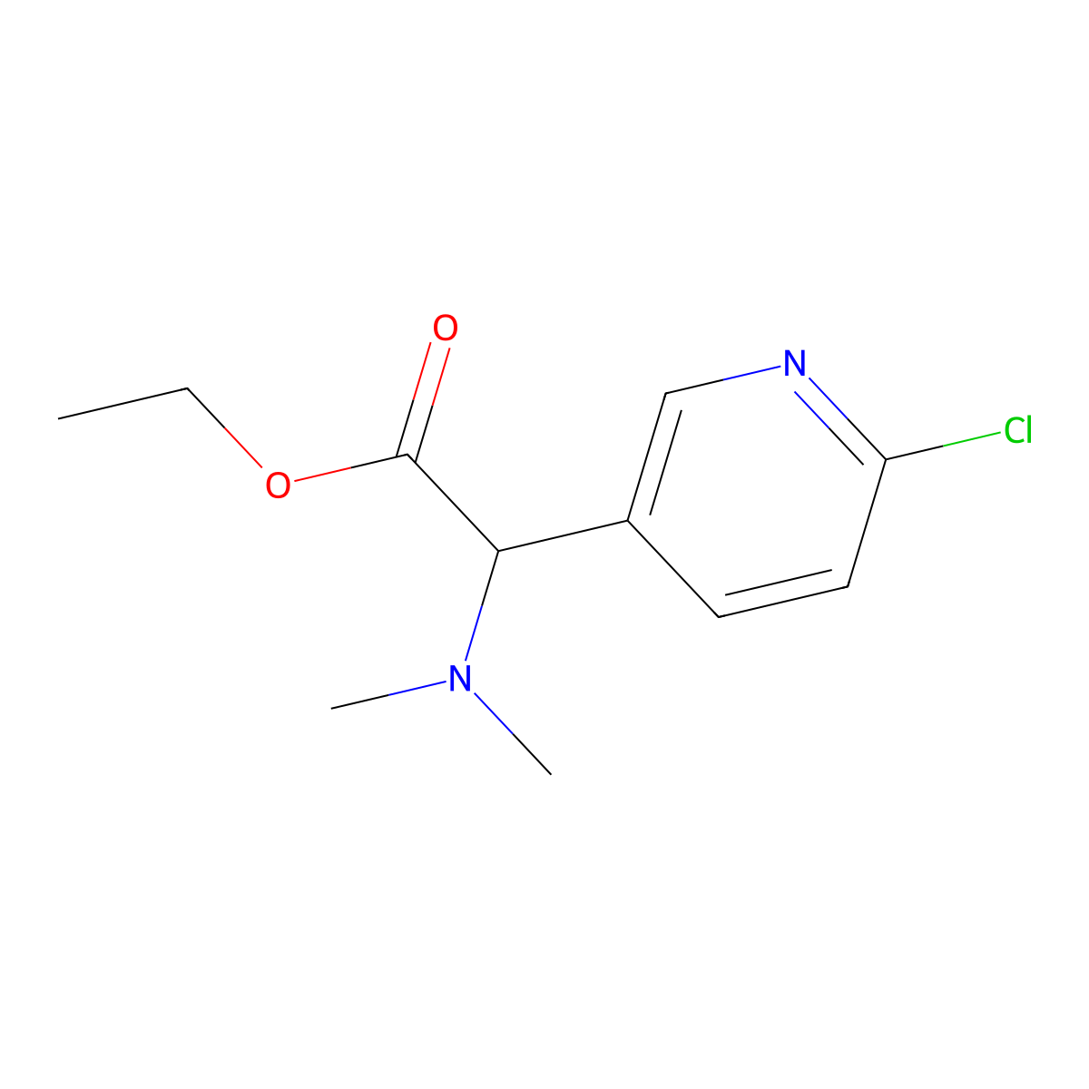 Ethyl 2-(6-chloropyridin-3-yl)-2-(dimethylamino)acetate molecular structure, CAS 1007879-48-2