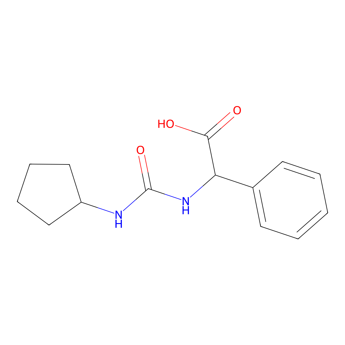 (R)-2-(3-cyclopentylureido)-2-phenylacetic acid molecular structure, CAS 1007880-00-3