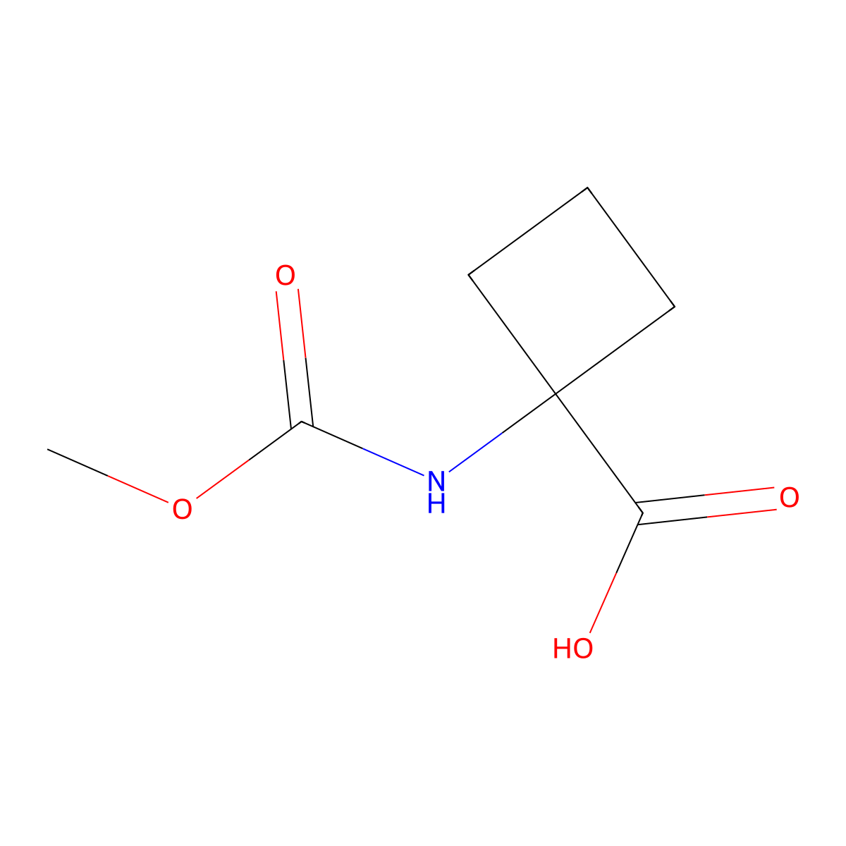 Cyclobutanecarboxylicacid,1-[(methoxycarbonyl)amino]- molecular structure, CAS 1007880-27-4