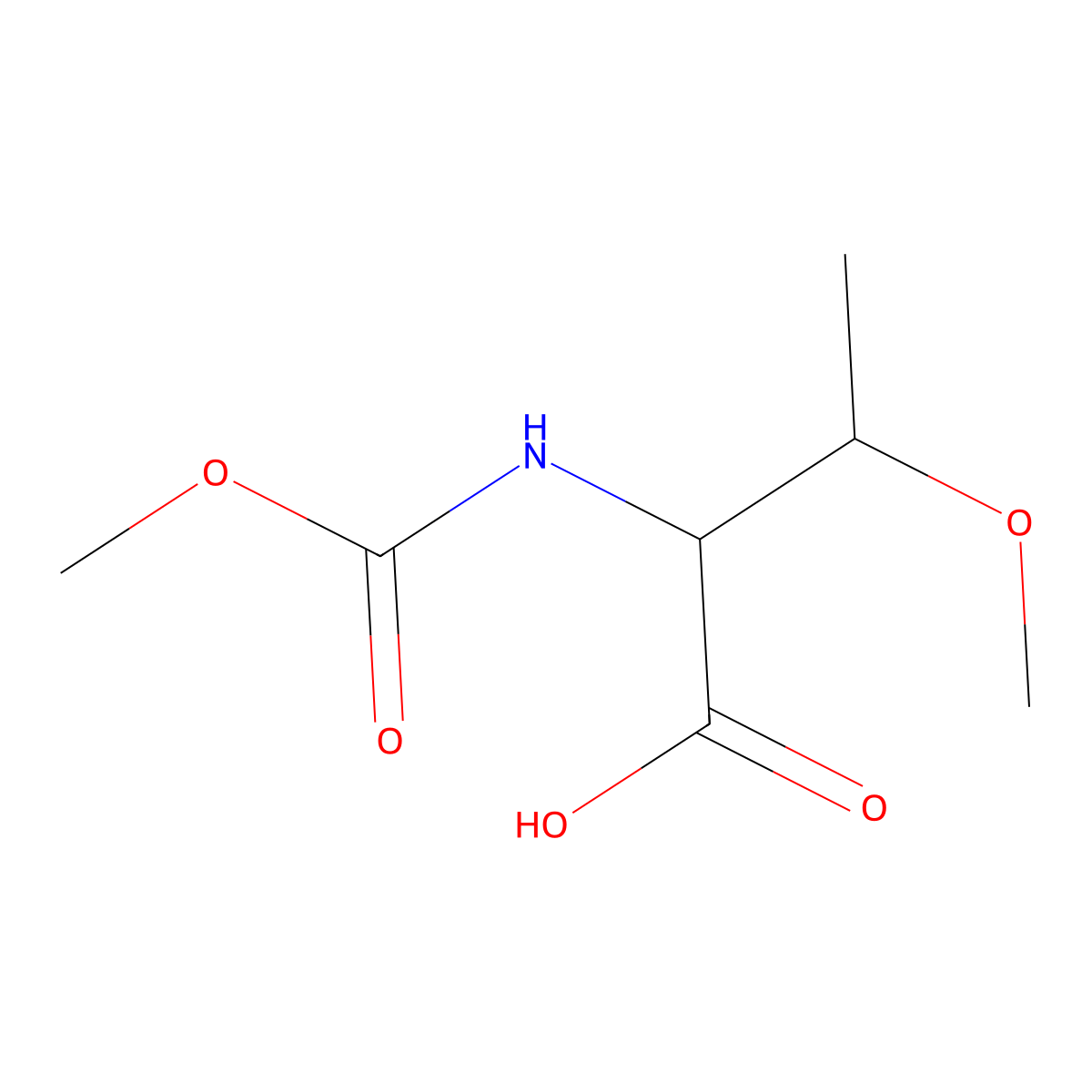 (2S,3R)-3-methoxy-2-(methoxycarbonylamino)butanoic acid molecular structure, CAS 1007881-21-1