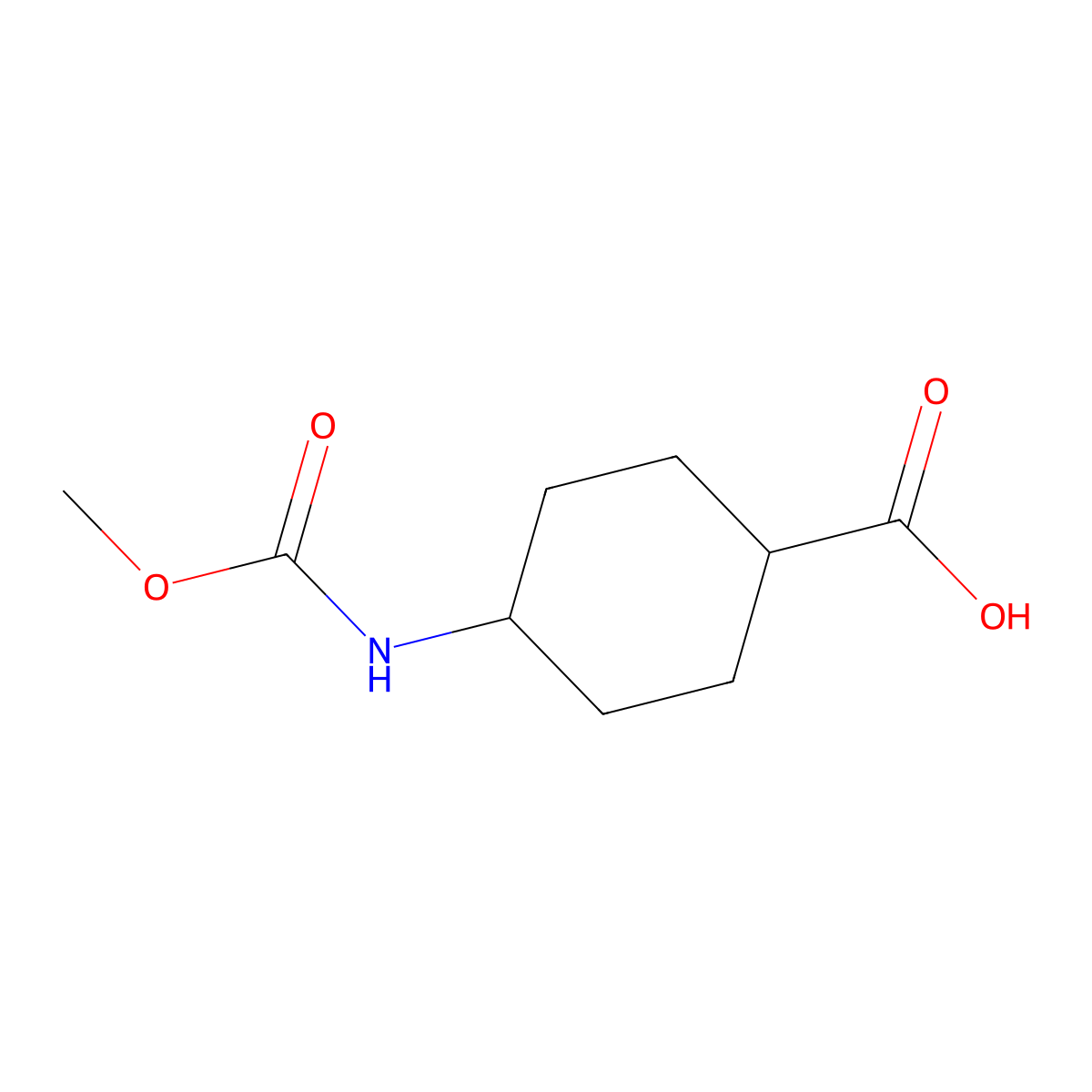 (1R,4R)-4-((Methoxycarbonyl)amino)cyclohexane-1-carboxylic acid molecular structure, CAS 1007881-68-6