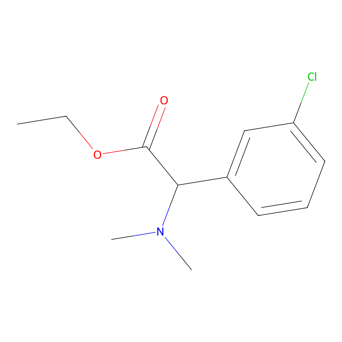 Ethyl 2-(3-chlorophenyl)-2-(dimethylamino)acetate molecular structure, CAS 1007885-46-2