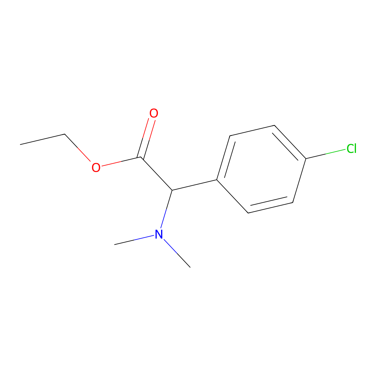 Ethyl 2-(4-chlorophenyl)-2-(dimethylamino)acetate molecular structure, CAS 1007885-48-4