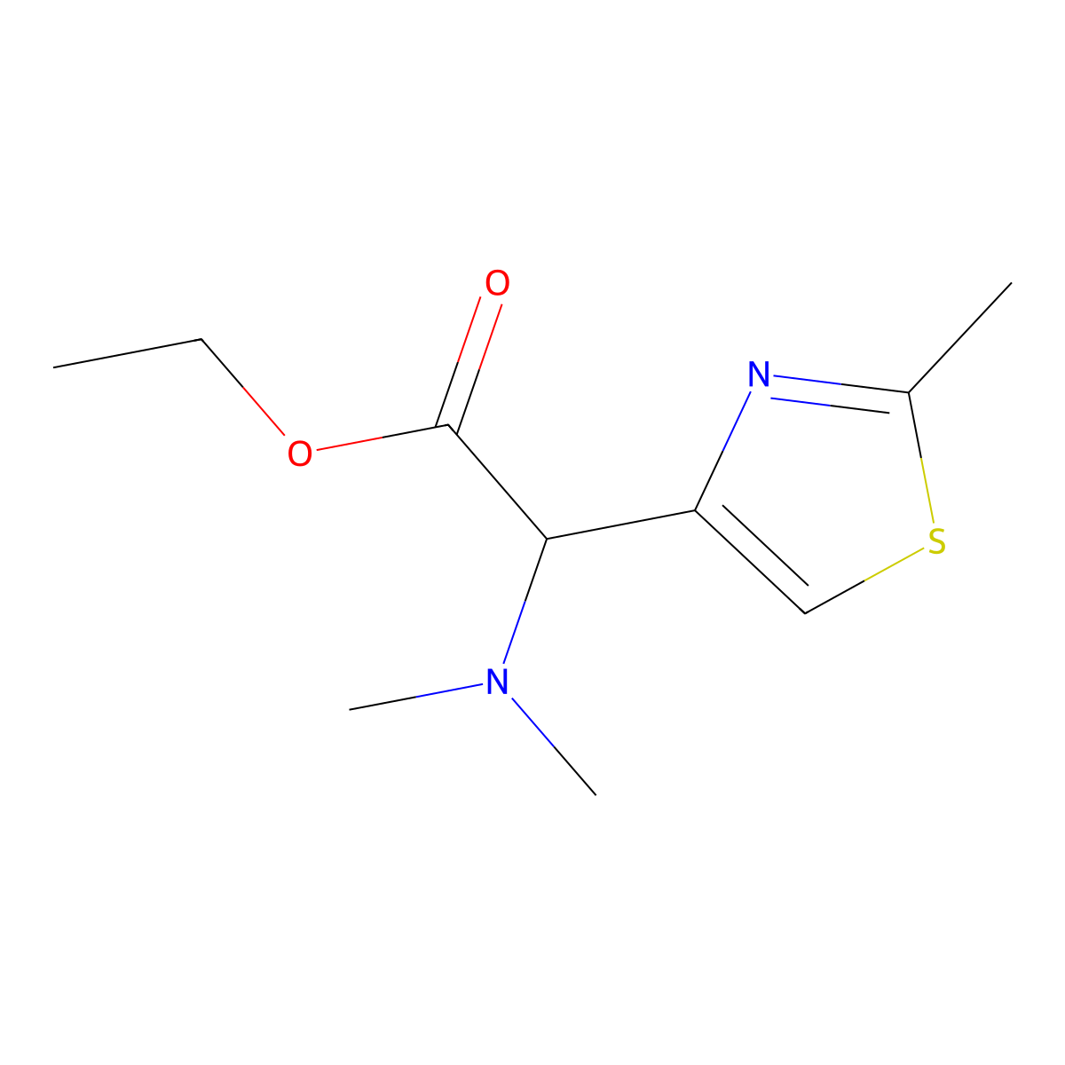 Ethyl 2-(dimethylamino)-2-(2-methylthiazol-4-YL)acetate molecular structure, CAS 1007885-49-5