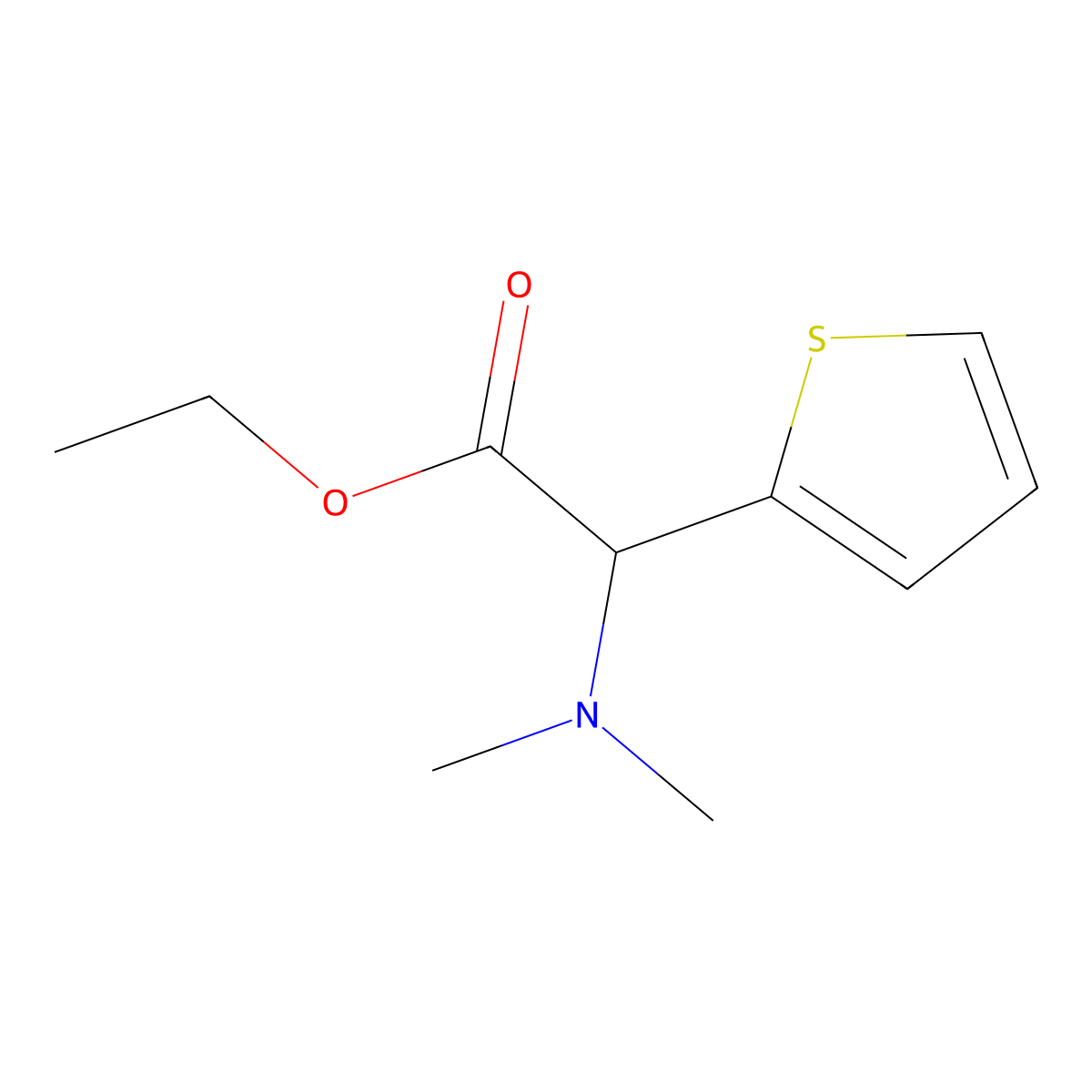 Ethyl 2-(dimethylamino)-2-(thiophen-2-yl)acetate molecular structure, CAS 1007885-50-8