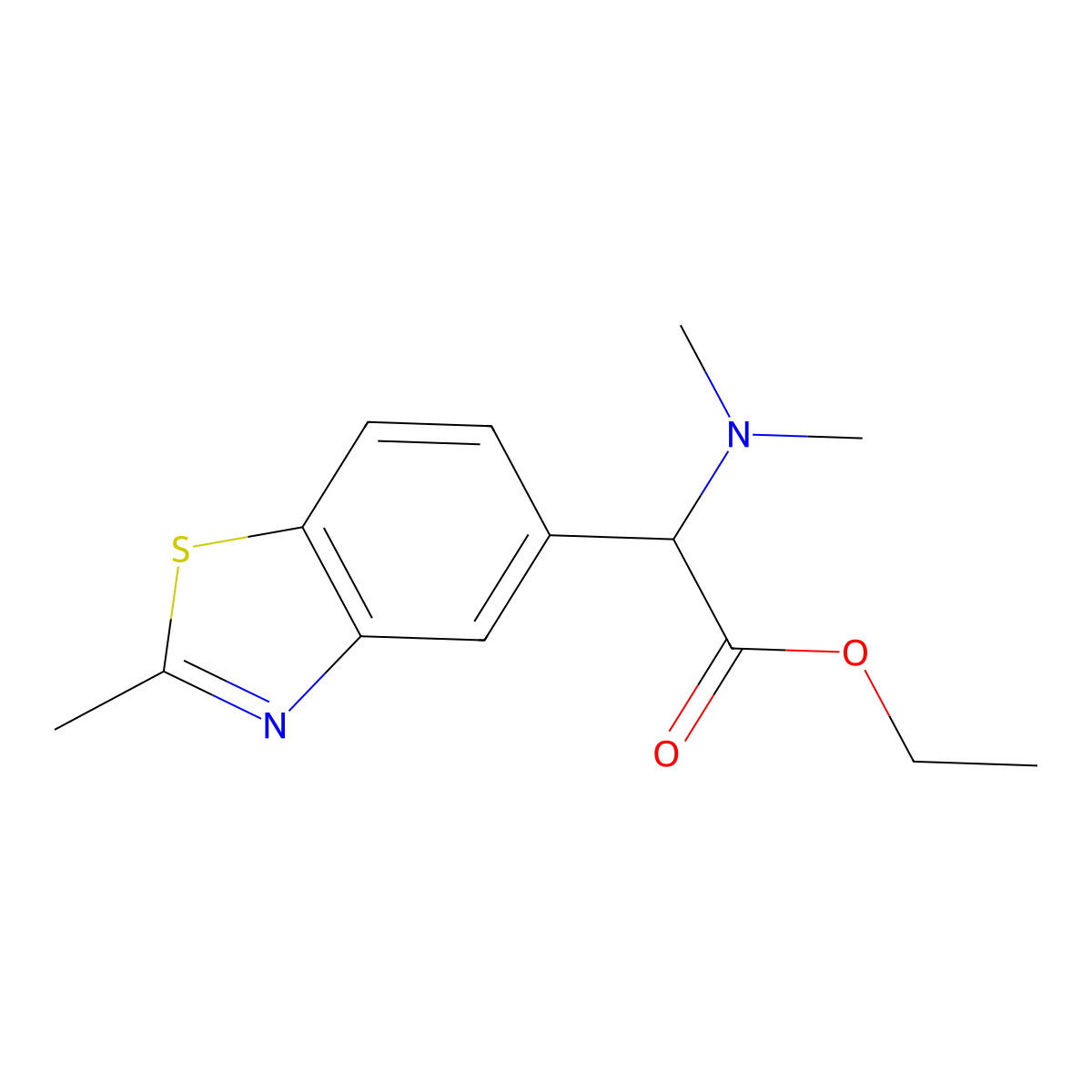 Ethyl 2-(dimethylamino)-2-(2-methylbenzo[D]thiazol-5-YL)acetate molecular structure, CAS 1007885-54-2