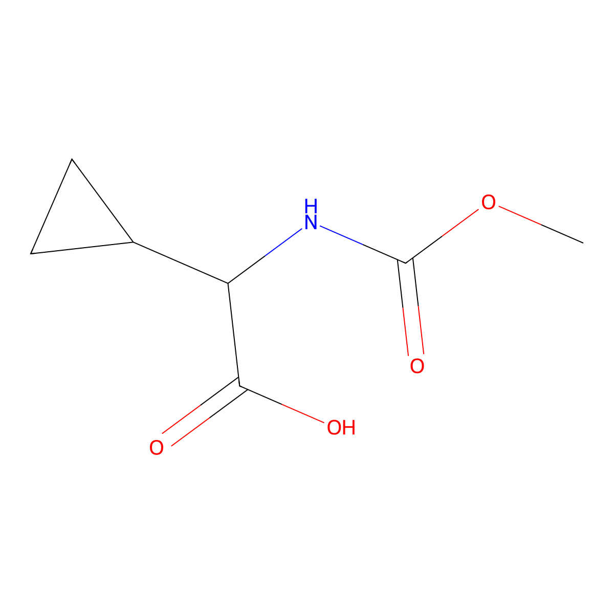 (S)-2-Cyclopropyl-2-((methoxycarbonyl)amino)acetic acid molecular structure, CAS 1007885-57-5