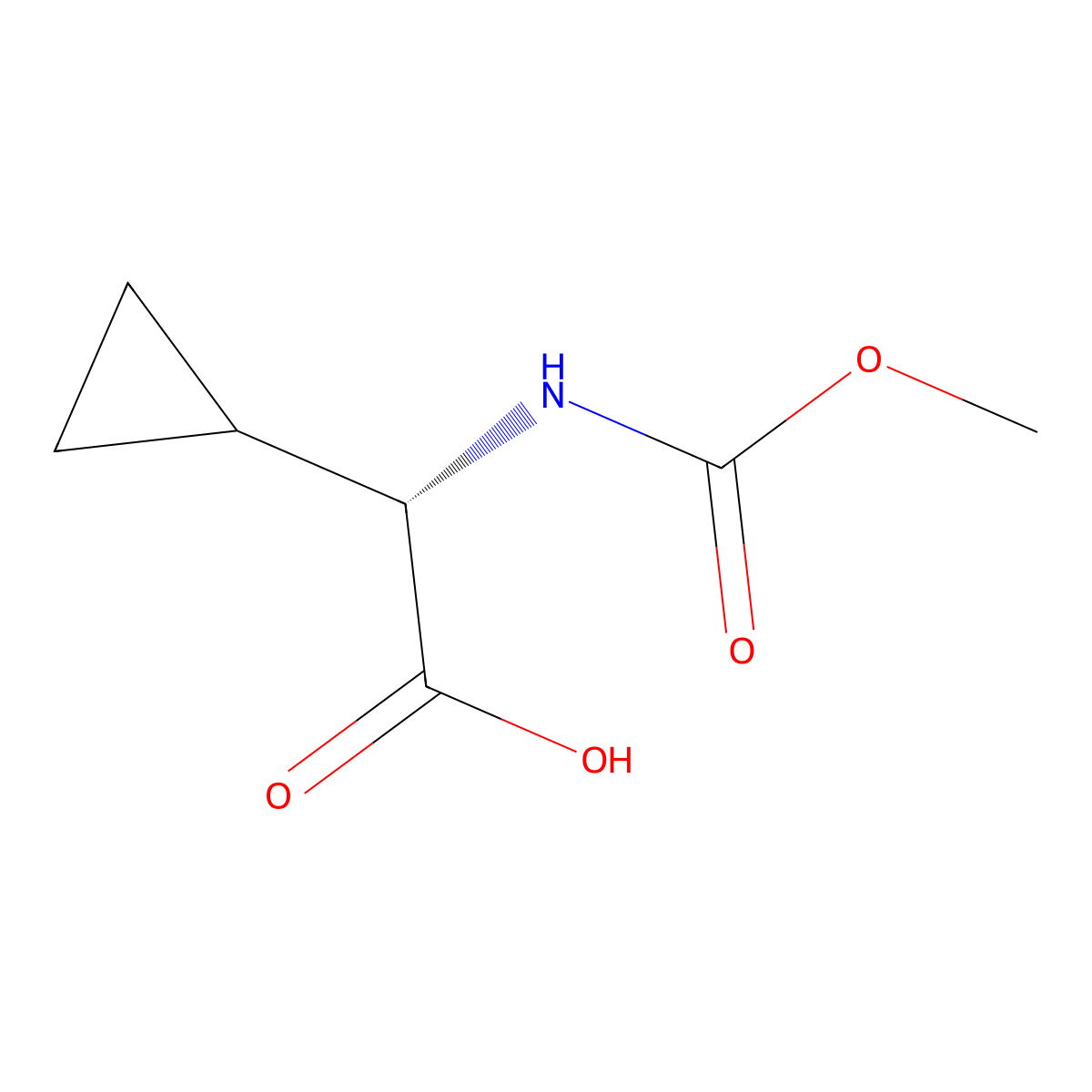 (S)-2-Cyclopropyl-2-((methoxycarbonyl)amino)acetic acid molecular structure, CAS 1007885-57-5