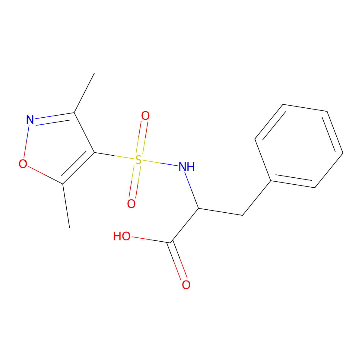 N-[(3,5-dimethyl-1,2-oxazol-4-yl)sulfonyl]phenylalanine molecular structure, CAS 1007886-84-1