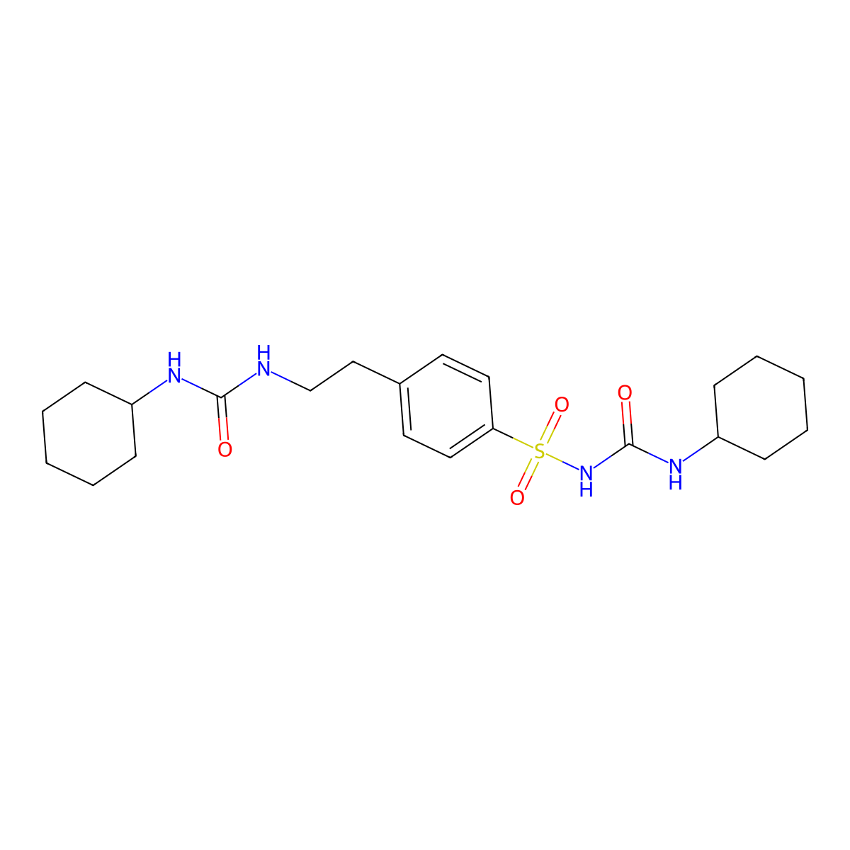 1-Cyclohexyl-3-(4-(2-((cyclohexylcarbamoyl)amino)ethyl)benzenesulfonyl)urea molecular structure, CAS 10079-35-3