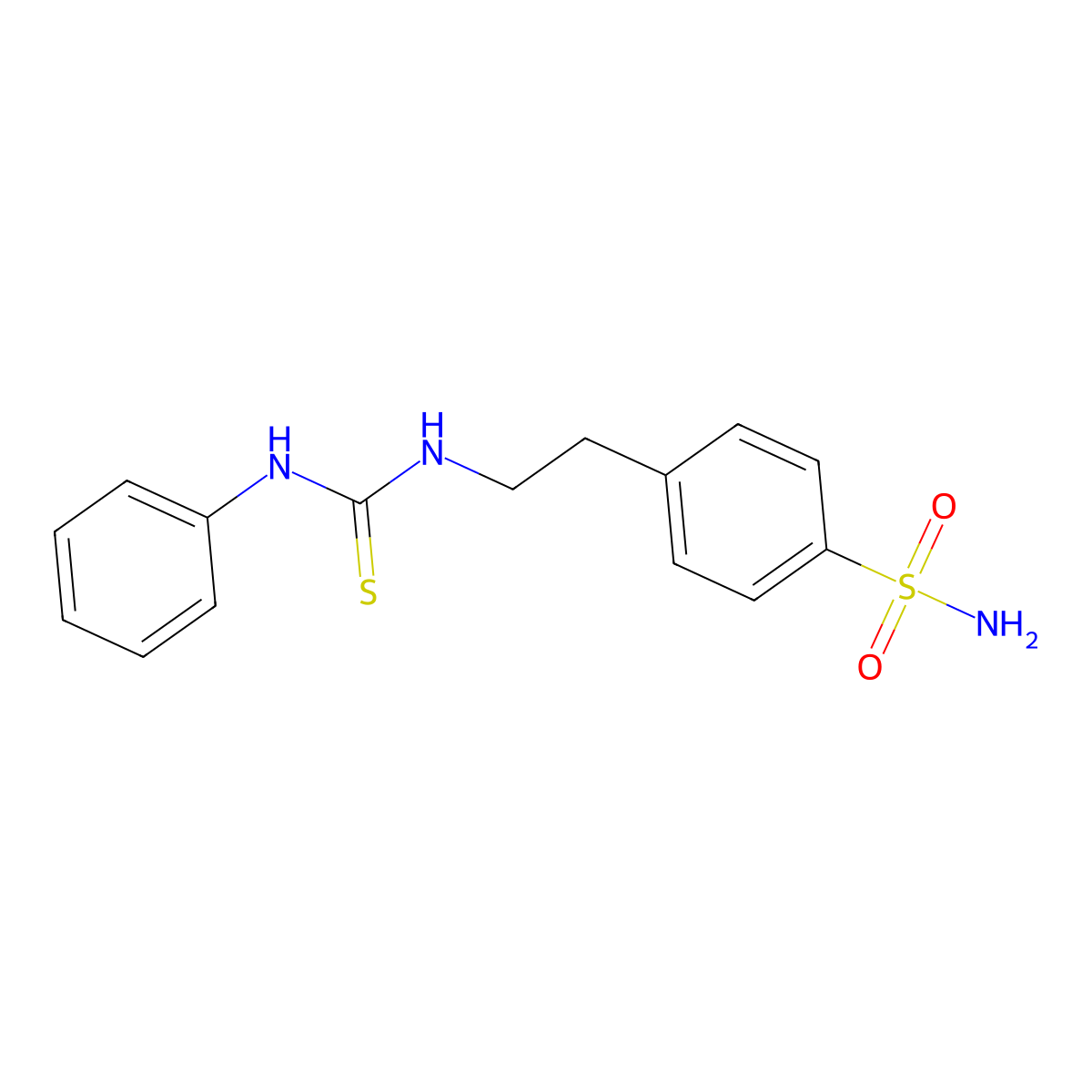 1-Phenyl-3-[2-(4-sulfamoylphenyl)ethyl]thiourea molecular structure, CAS 10079-93-3