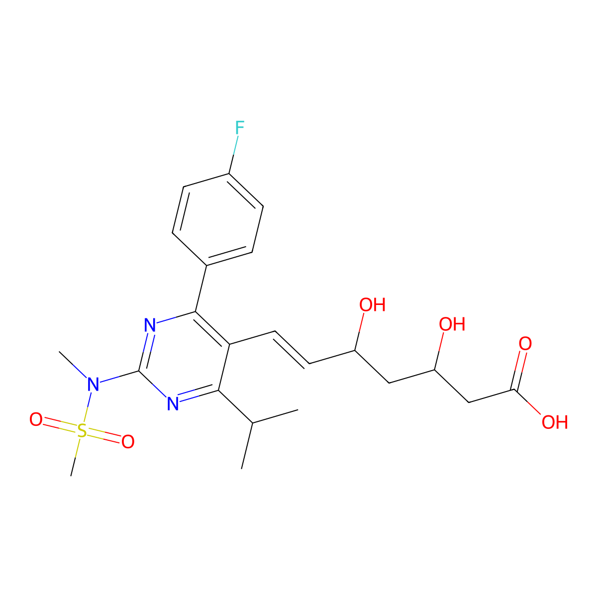 7-[4-(4-Fluorophenyl)-2-(N-methylmethanesulfonamido)-6-(propan-2-yl)pyrimidin-5-yl]-3,5-dihydroxyhept-6-enoic acid molecular structure, CAS 1007912-86-8