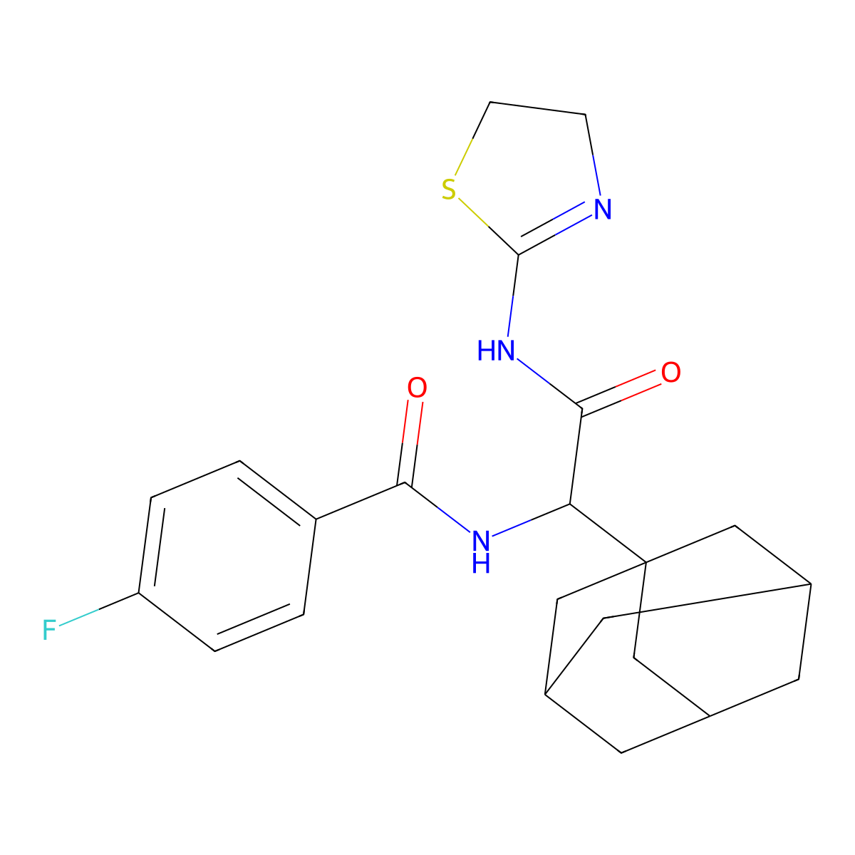 N-[1-(1-adamantyl)-2-(4,5-dihydro-1,3-thiazol-2-ylamino)-2-oxoethyl]-4-fluorobenzamide molecular structure, CAS 1007913-68-9