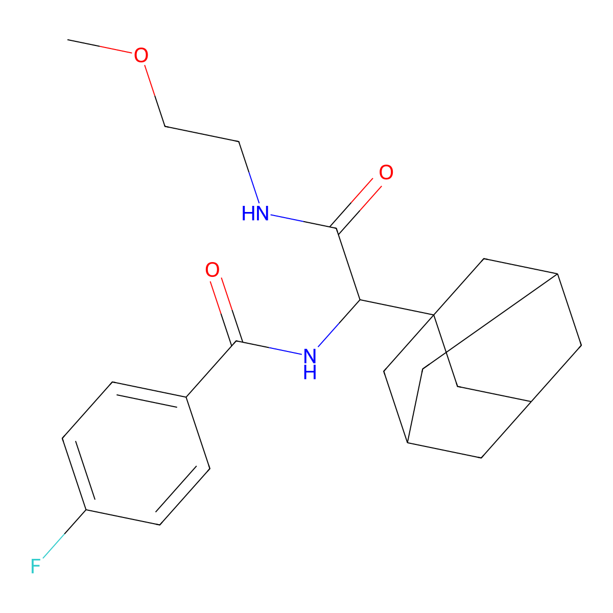 2-adamantanyl-2-[(4-fluorophenyl)carbonylamino]-N-(2-methoxyethyl)acetamide molecular structure, CAS 1007913-69-0