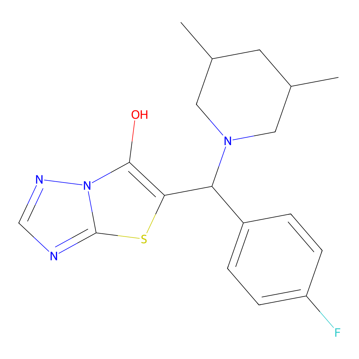 5-[(3,5-Dimethylpiperidin-1-yl)(4-fluorophenyl)methyl]-[1,2,4]triazolo[3,2-b][1,3]thiazol-6-ol molecular structure, CAS 1007916-64-4