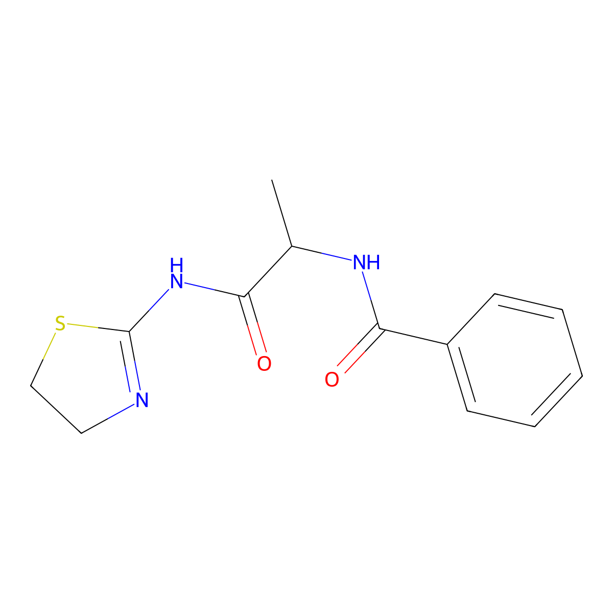 N-(1-((4,5-dihydrothiazol-2-yl)amino)-1-oxopropan-2-yl)benzamide molecular structure, CAS 1007919-70-1