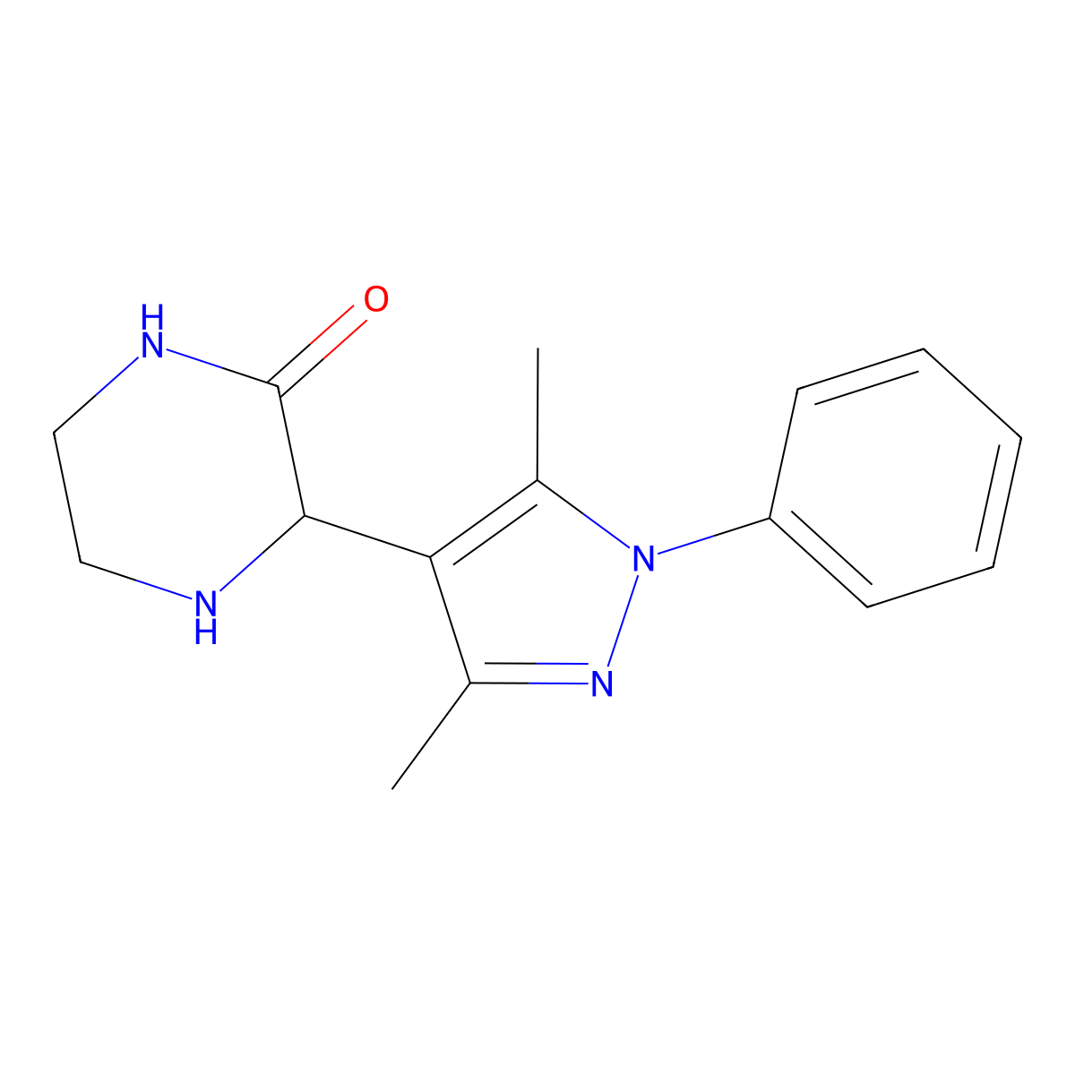 3-(3,5-dimethyl-1-phenyl-1H-pyrazol-4-yl)piperazin-2-one molecular structure, CAS 1007919-73-4