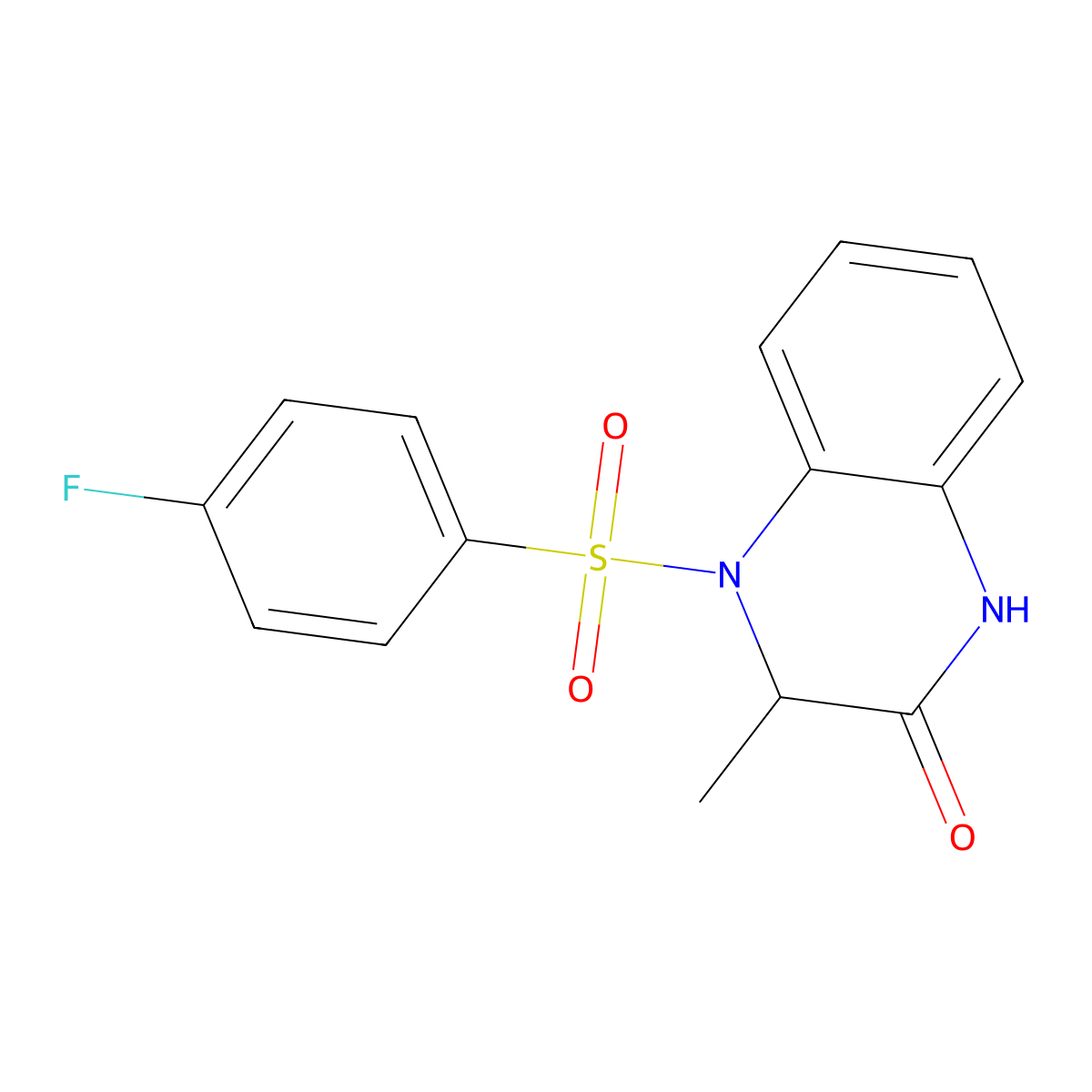 4-[(4-fluorophenyl)sulfonyl]-3-methyl-3,4-dihydro-2(1H)-quinoxalinone molecular structure, CAS 1007920-96-8
