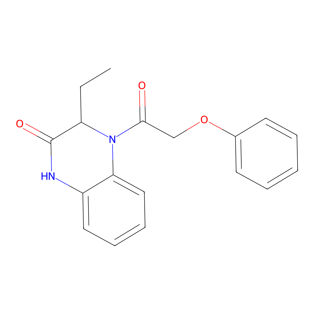3-ethyl-4-(2-phenoxyacetyl)-3,4-dihydro-2(1H)-quinoxalinone molecular structure, CAS 1007921-18-7